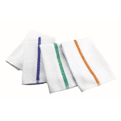 Bar Mop Towel, 16x19, 30oz, White with White Stripes